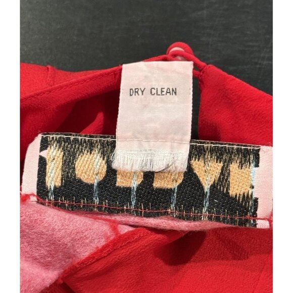 Vintage 80s Silk Short Sleeve Red Pintuck Blouse W/ Shoulder Pads Womens Medium - Picture 8 of 10